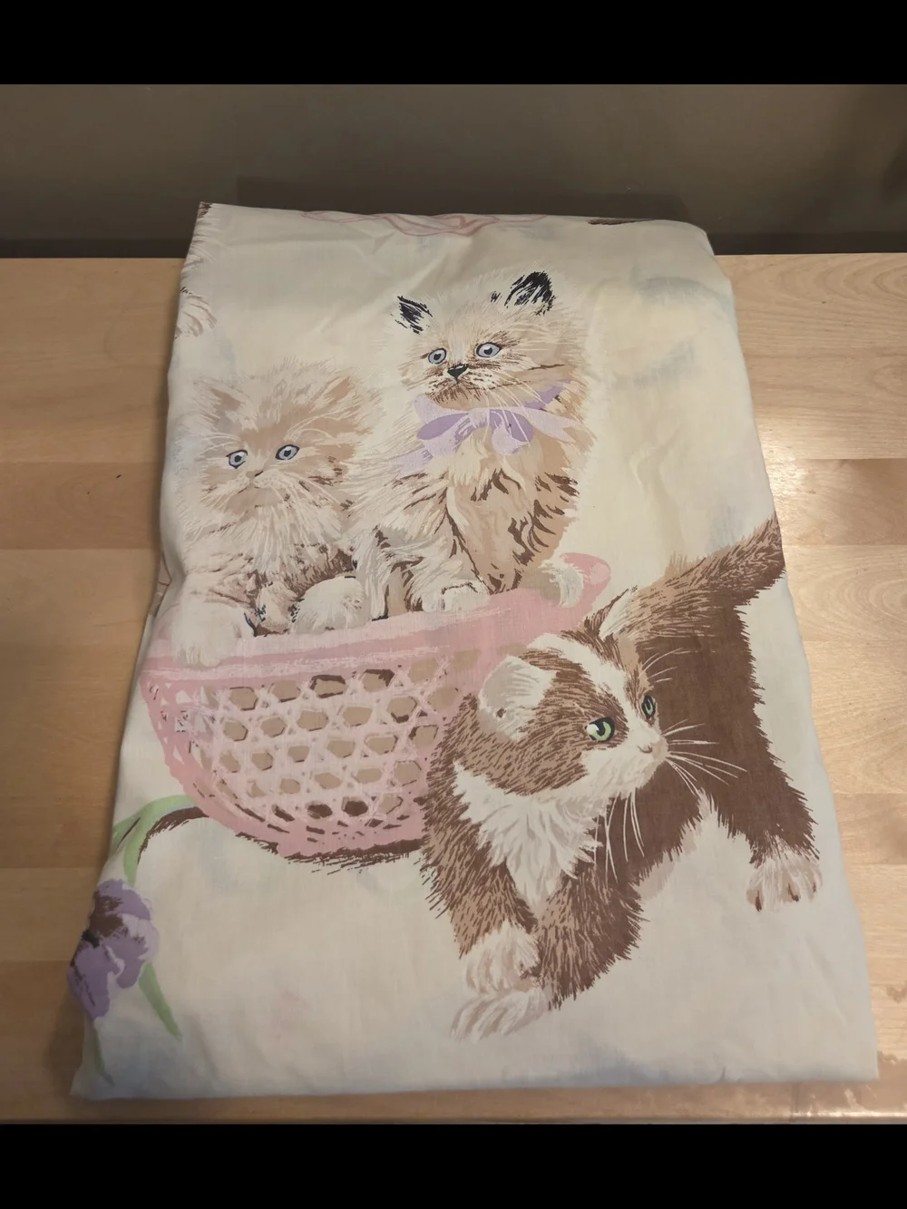 Vintage 1980's Kittens Playinf Full Sheet Set, Fitted & Top Sheet